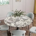 thumbnail image 5 of Vintage Grey Flower Round Tablecloth for 36-44 Inch Tables,Fitted Table Cover with Elastic Edge,Farmhouse Botanical Floral Retro Waterproof Outdoor Table Cloth Protector for Patio Garden Dinner, 5 of 9