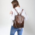 thumbnail image 4 of Mochila, bolso, mochila de cuero antirrobo para mujer, marrón, 4 of 4