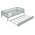 thumbnail image 6 of Twin Size Wood Daybed with Trundle and Fence Guardrails, Gray, 6 of 9