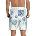 thumbnail image 3 of Naloa Pale Blue Lotus Flowers Men's Short Pajama Pants, Lounge Comfort Shorts with Elasticized Waistband and Side Pockets - X-Large, 3 of 9