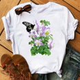thumbnail image 1 of T-shirt Femme Imprimé Mode Fleur Papillon Manches Courtes Décontracté Haut Graphique, 1 of 7