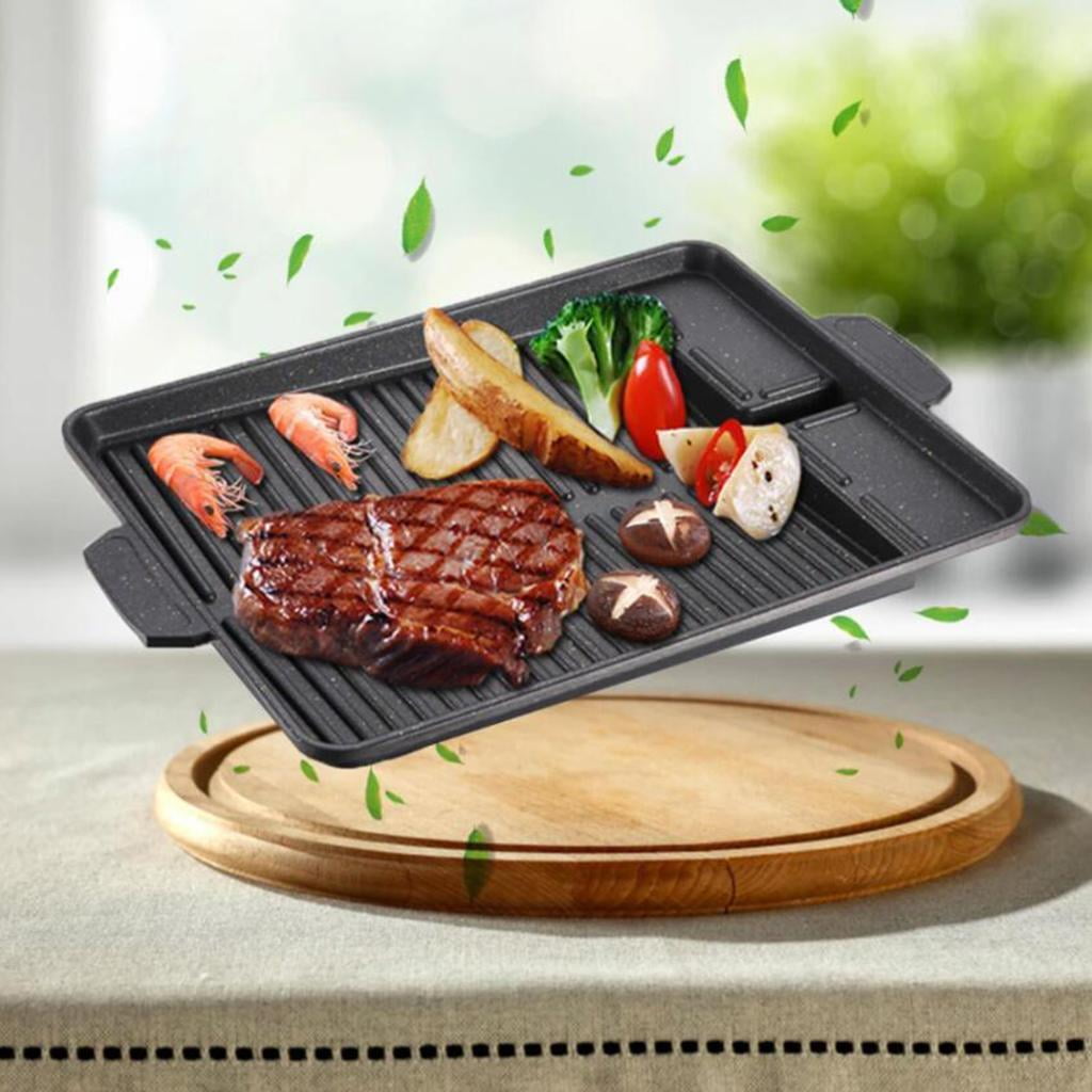 jinwen Portable BBQ Grill Pan Frying Griddle Non-Stick w/ Handle