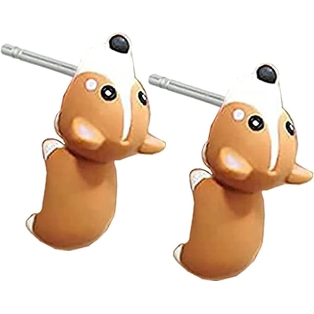 Lindo pendiente de mordedura de animal - Pendientes de tiburón dinosaurio - Pendientes de perforación de dibujos animados en 3D - Pendientes lindos hechos a mano de arcilla polimérica para mujeres y