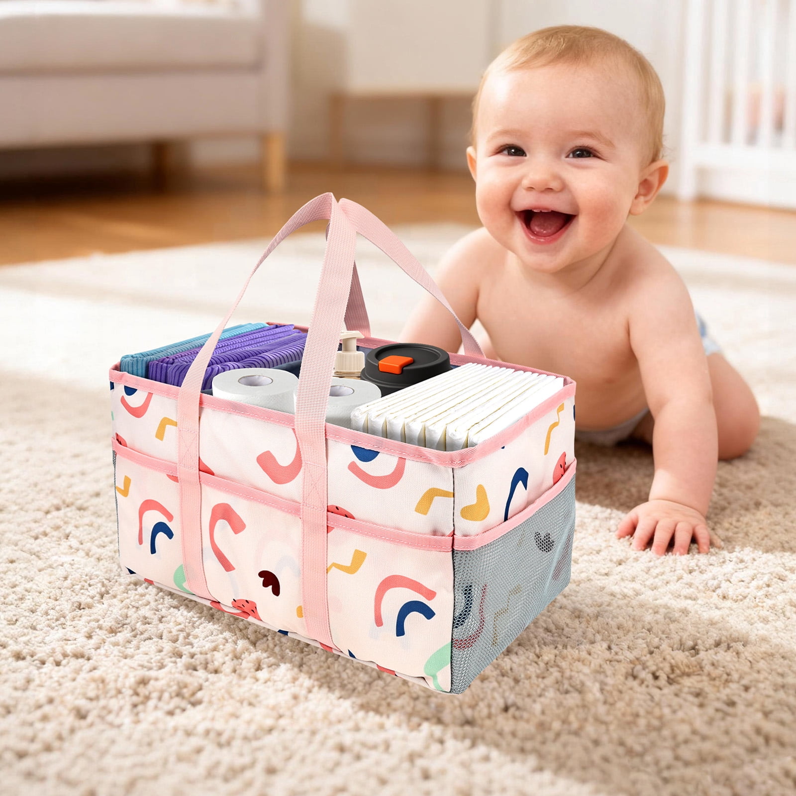 Diary Nappy Caddy Organiser Baby Diaper Caddy for Nappy Station Storage Basket for Baby Shower Present for Girl Boy