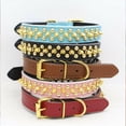 thumbnail image 4 of Collar de cuero para perros con púas doradas, para evitar que el perro sea atrapado por perros más grandes, 4 of 5