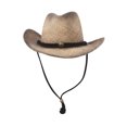 thumbnail image 1 of MG Tea Stained Raffia Straw Cowboy Hat - Tan with tint of black, 1 of 2