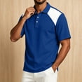 thumbnail image 6 of Fabrcox Men's Polo Shirts Short Sleeve Collared Henley Men's Linen Shirt Lightweight Relaxed Fit Color Block Vacation Athletic Golf Shirts Men Blue XXL, 6 of 7