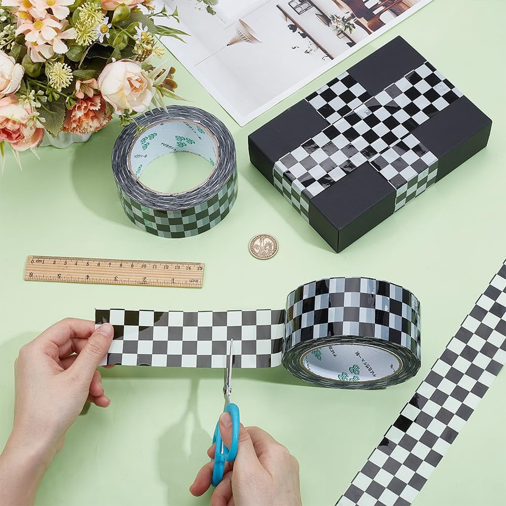 2 Roll 218.7 Yards Black Tartan Packing Tape 1.9 Inch Wide Shipping Tape Designer Printing Packing Decorative Tape for Scrapbooking Craft Present Packing Box Supplies Black DIY