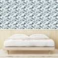 thumbnail image 4 of Ambesonne Abstract Peel & Stick Wallpaper for Home, Grungy Design of Leaf Art, 13"x36", Dark Night Blue and White, 4 of 6