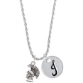 thumbnail image 1 of Delight Jewelry Silvertone Small Trojan - Mascot Silvertone Script Initial Disc - J - Charm Necklace, 20"+3", 1 of 4