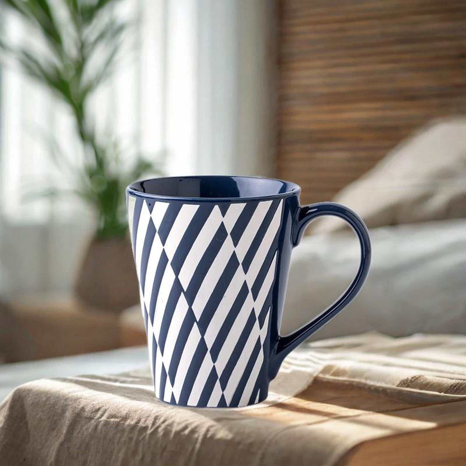TISHITA Coffee Cup Hot Chocolate Mug, 450ml Embossed Espresso Mug Cappuccino Cup Porcelain Mug for Yogurt Milk Coffee Breakfast Water zebra crossing
