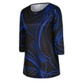 thumbnail image 4 of LEEYNEER Women‘s Printed T-shirt Mid-length 3/4 Sleeves Plus Size Tops Round Neck Casual Tee Blouses Long Sleeve Shirts for Women Blue XXL, 4 of 7