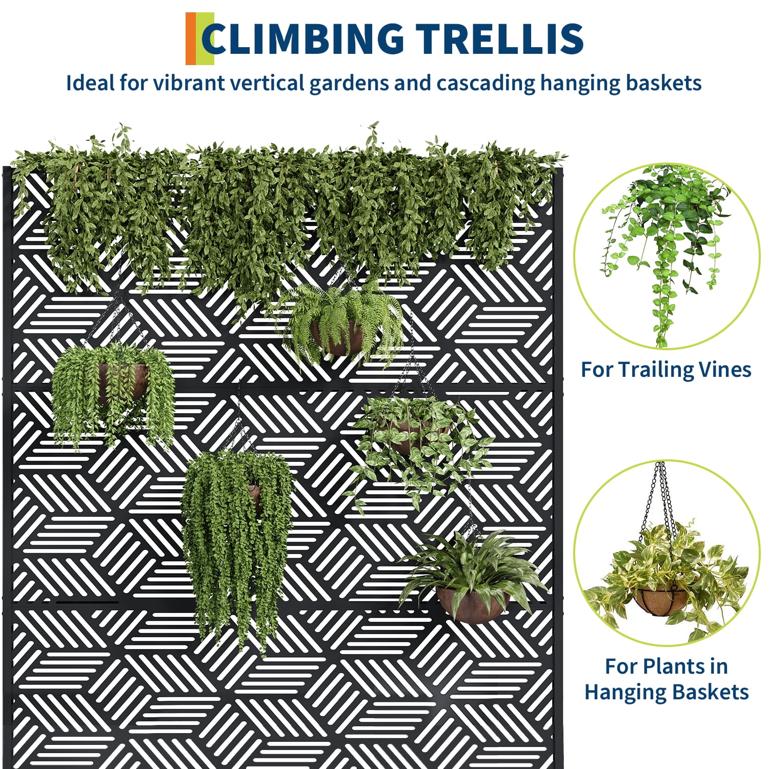 Ataucjin 16" Deep Planting Bed with Drainage Holes,Metal Planter Box with Trellis, Raised Garden Bed with Wheels, Deep Privacy Screen for Climbing Plants,47"X16"X71"