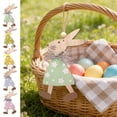 thumbnail image 1 of Set de decoraciones colgantes de madera para conejos de Pascua, adornos de mesa de 10 en verde menta, amarillo azul, rosa rosa, decoración de puertas de pared de madera rústica, 1 of 6