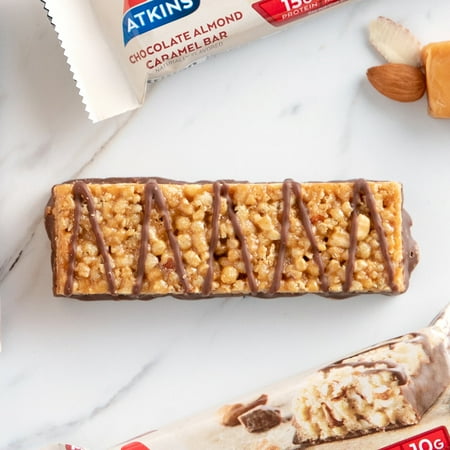 Atkins Protein-Rich Meal Bar, Chocolate Almond Caramel, Keto Friendly, 8 Count