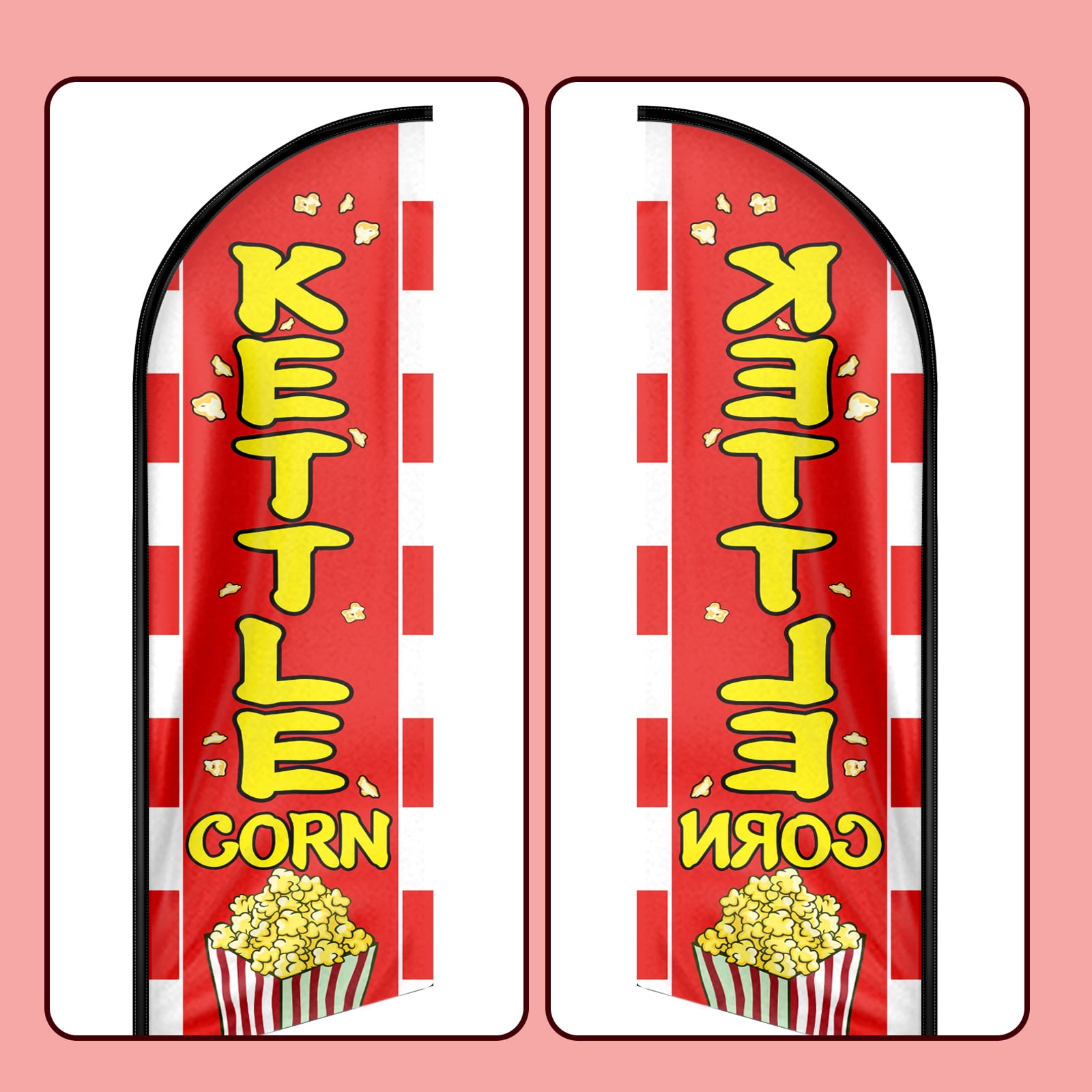 QSUM Kettle Corn Sign Feather Flag,8FT Kettle Corn Outdoor Advertising Flag, Kettle Corn Business Sign,Kettle Corn Swooper Flag（Flag Only）