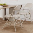thumbnail image 5 of Folding Chairs Set of 2, Portable & Stackable Kitchen Chair, Foldable Chairs with Metal Frame Hold Up to 350 Pounds, Suitable for Dining Room, Home Office, Indoor and Outdoor Events, Beige, 5 of 6