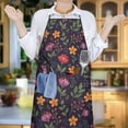 thumbnail image 6 of Pioneer Flower Floral Print Pattern Cotton Linen Apron with Pockets, Waterproof Adjustable, 33x27 Inch for Kitchen, Gardening, BBQ, Salon, 6 of 6