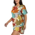 thumbnail image 2 of Naloa Fall Maple Leaves Women's Short-Sleeved Pajama Set, Loungewear, Summer pajamas, Breathable Cozy - XX-Large, 2 of 9