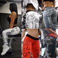 thumbnail image 3 of xiaxaixu Leggings de Yoga pour Femmes Taille Haute Lettre Imprimée Pantalon de Course de Rue, 3 of 5
