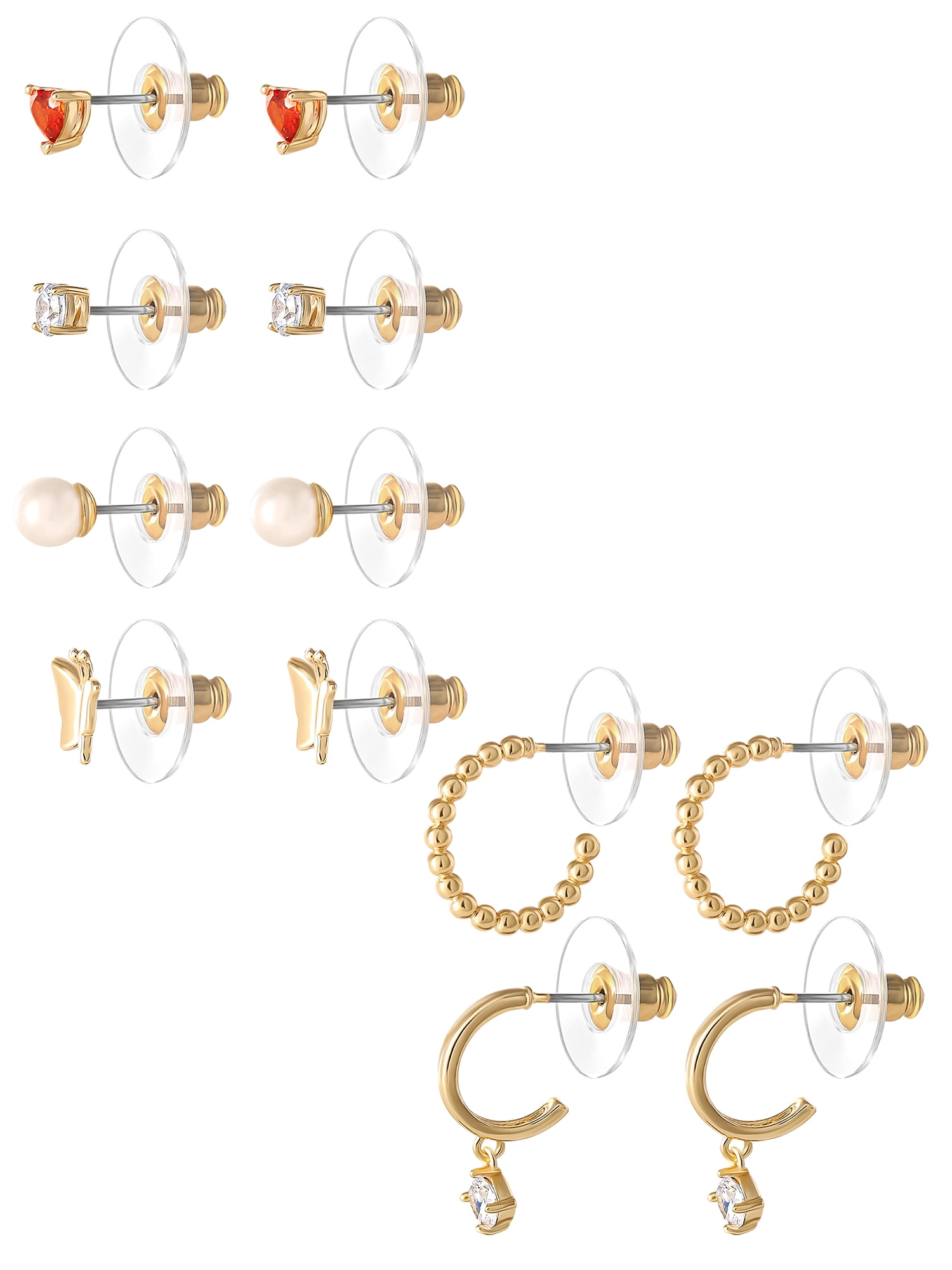 Believe By Brilliance Women’s 14kt Gold Flash Plated Cubic Zirconia Earring Set – 6 Pairs