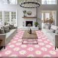 thumbnail image 3 of 5'x8' Area Rugs, White Pink Daisy Indoor Outdoor Area Rug for Living Room Bedroom, Spring Summer Floral Botanical Washable Bathroom Rugs Kitchen Floor Carpet Mats Home Decor Aesthetic, 3 of 8