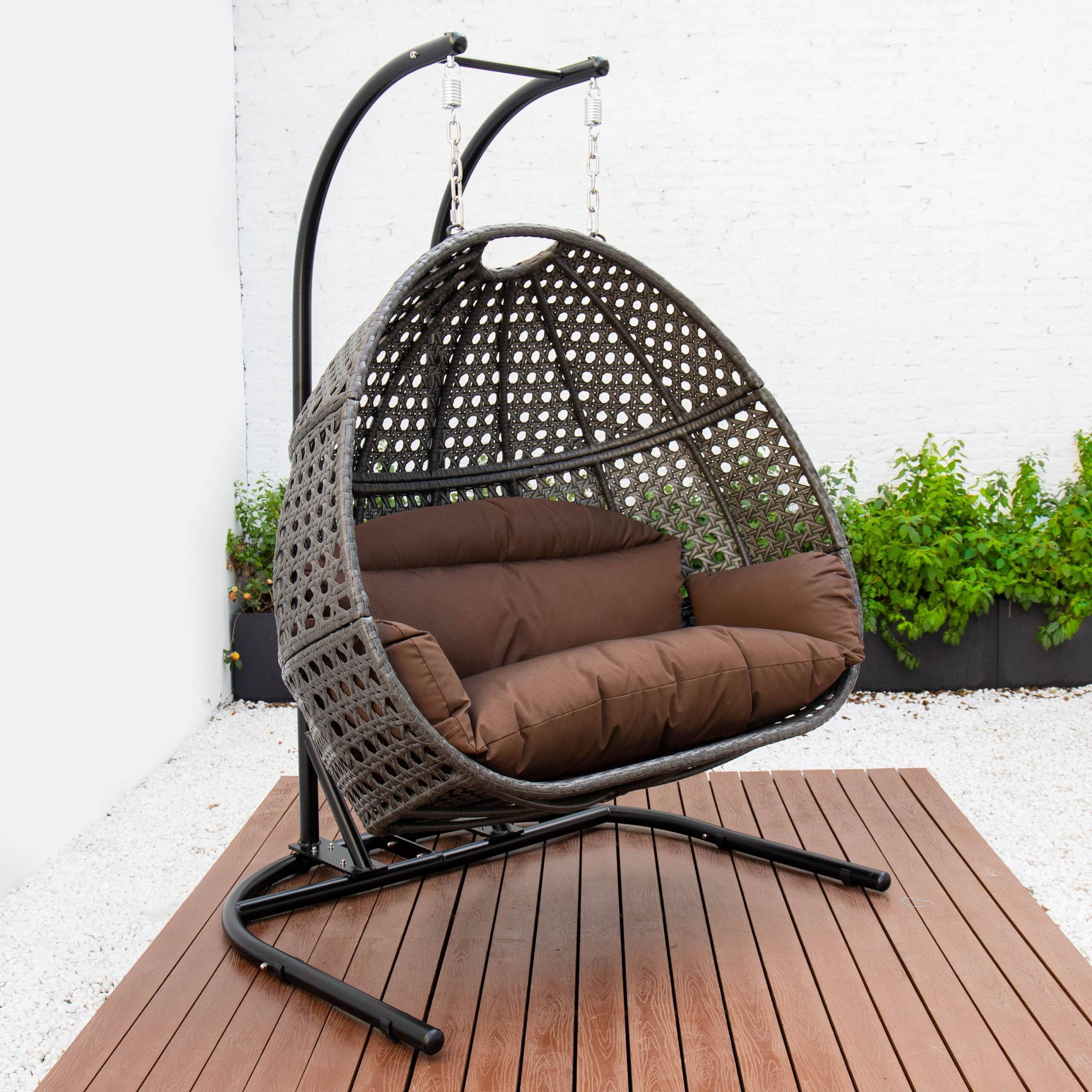Leisuremod egg wicker hanging discount swing chair esc