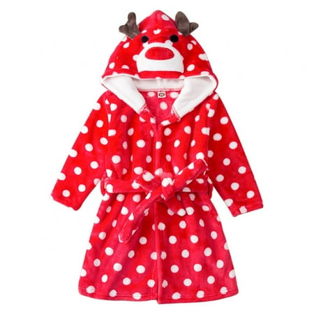 

Kids Little Boys Girls Christmas Reindeer Hooded Bathrobe Toddler Robe Pajamas Sleepwear