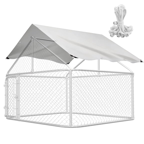 DOMIPET 11.7 x 6.7 FT Waterproof Chicken Coop Cover, Coop Tarp Accessories with Ball Bungees Cords, Dog Kennel Cages Top Cover Protection, Sun Shade for Garden Patio Yard Furniture