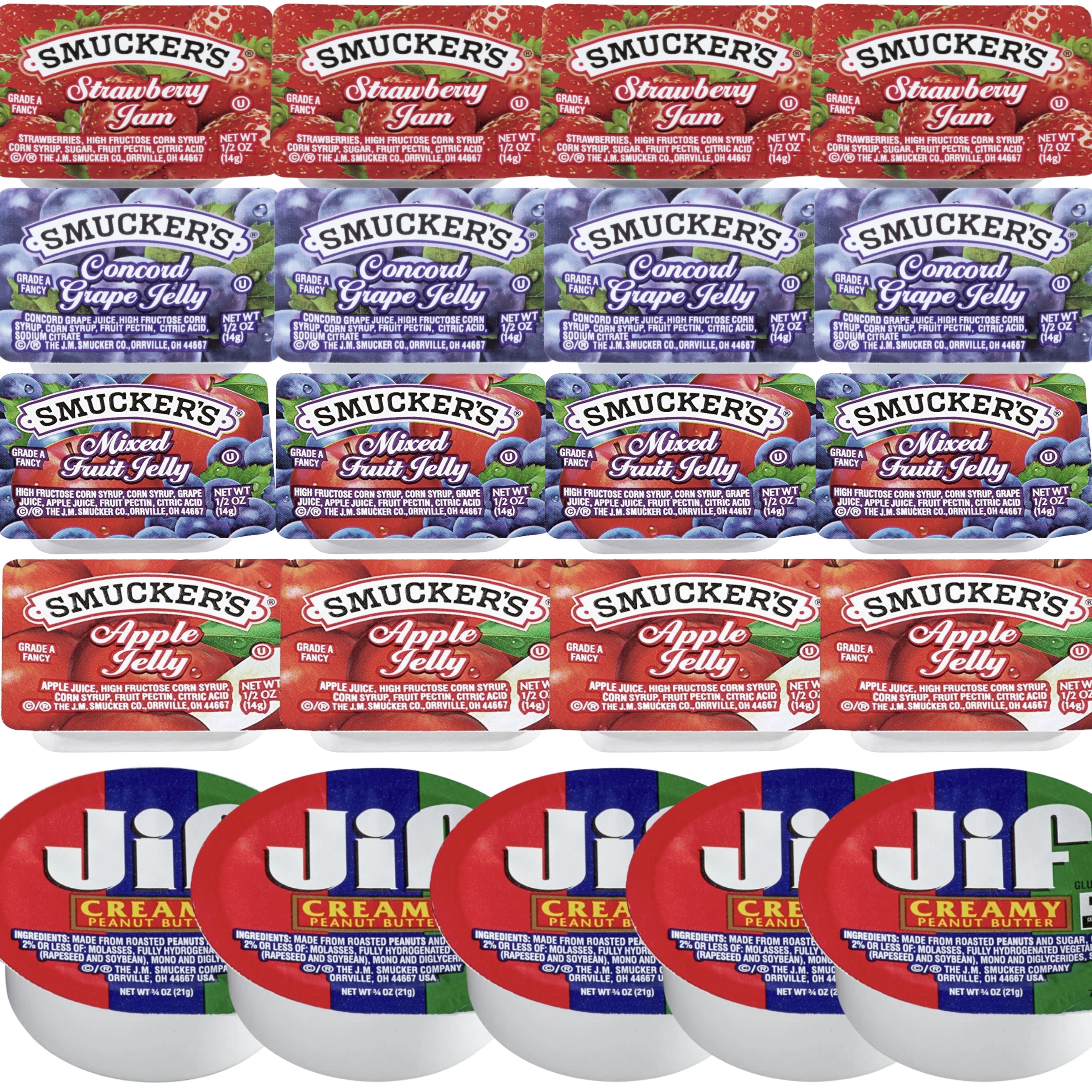 JSeven Jam And Jelly Assorted Bundle - Mini Single Serve Cups, Strawberry, Grape, Orange, Honey, Chocolate 1 thumbnail image