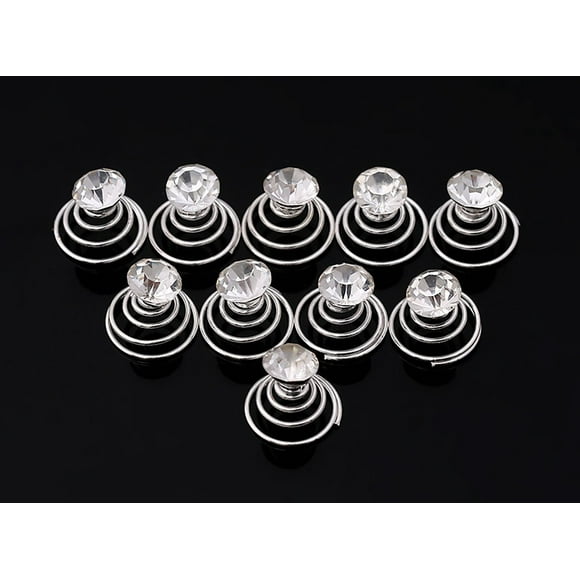 24 piezas de diamantes de imitación de cristal en espiral, horquilla para el pelo, clip de perlas de imitación, pasador giratorio, bobinas para el pelo, horquilla, moño, palillo (E#)
