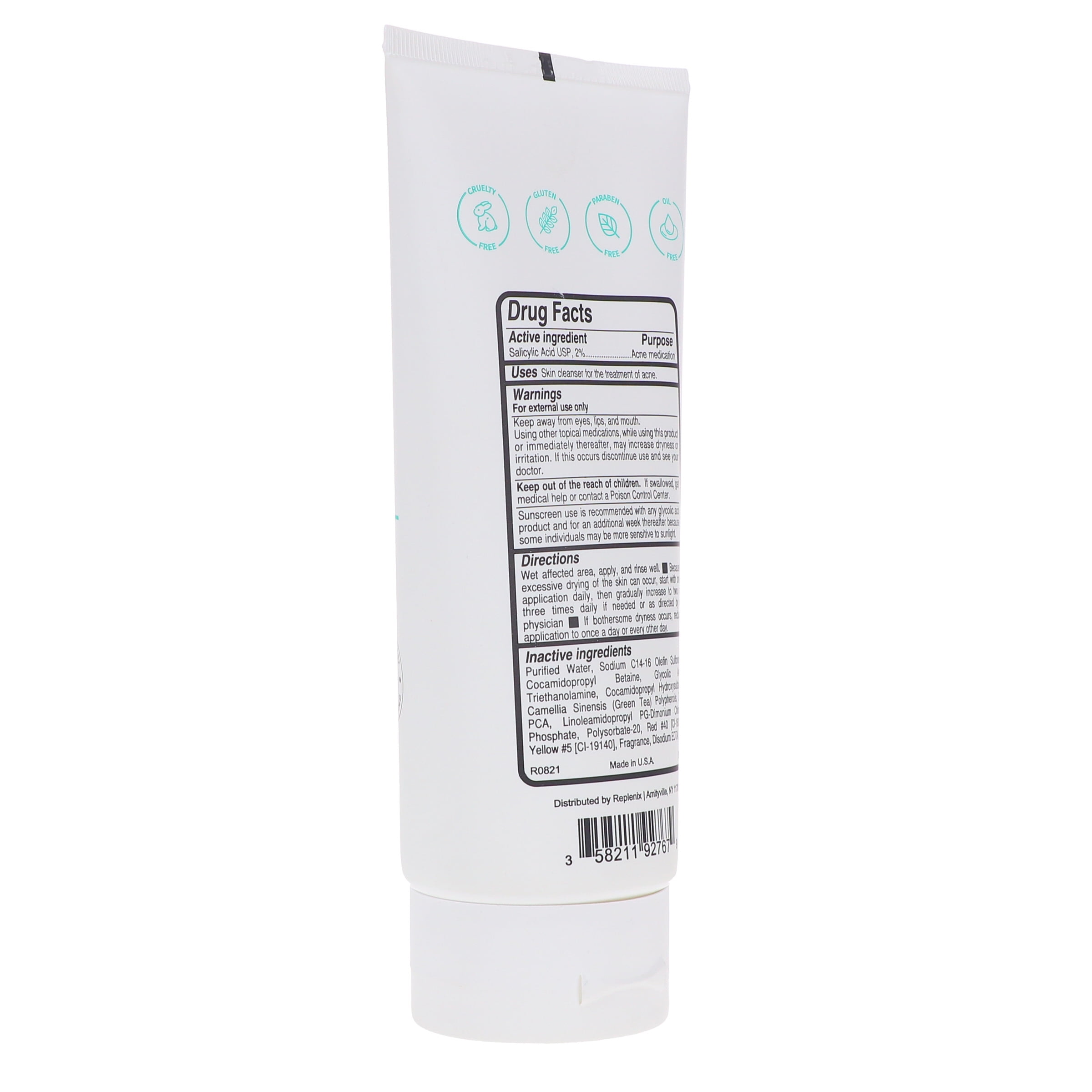 Replenix Gly/Sal 5-2 Facial Cleanser, Face Wash for Acne Prone Skin, 6.7 Oz