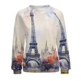 thumbnail image 7 of Eiffel Tower Women's Floral Printed Sweatshirt Long Sleeve Crewneck Casual Loose Vintage Graphic Pullover Tops, 7 of 7