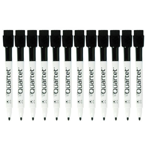 Quartet ReWritables Mini DryErase Markers, Black, 12 Pack