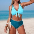 thumbnail image 6 of Neewe Women's High Waisted Bikini Sets Sporty Two Piece Swimsuits Color Block Cheeky High Cut Bathing Suits, 6 of 7