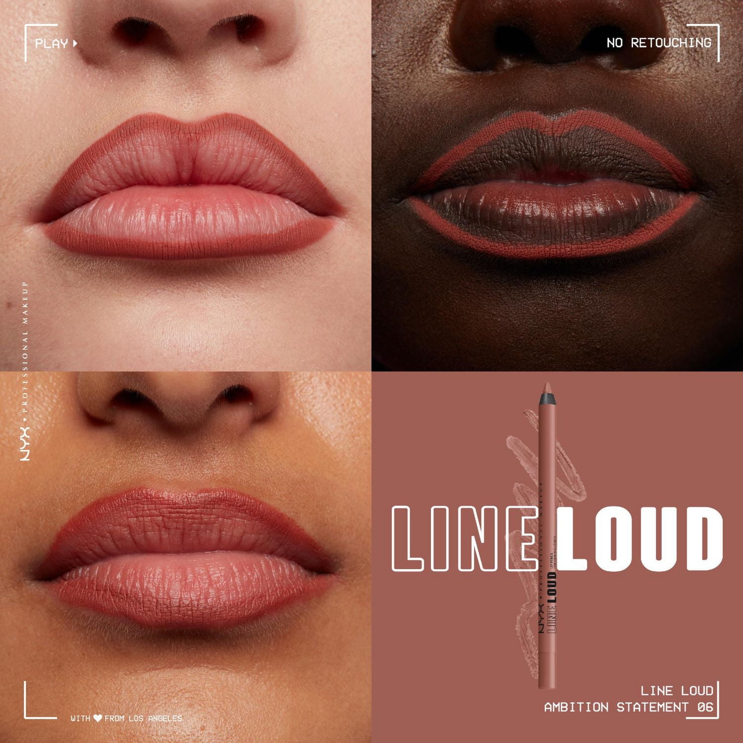 Line Loud Waterproof Lip Liner Pencil, Infused with Vitamin E, Vegan Formula