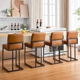 thumbnail image 7 of 24" Bar Stools, Counter Height Bar Stools with Back, Modern PU Leather Barstools for Kitchen Island, Upholstered Bar Chair with Black Metal Frame Footrest, 7 of 7