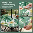 thumbnail image 5 of Round Outdoor Tablecloth with Umbrella Hole and Zipper, Green Summer Leaves Tablecloth with Elastic Waterproof, Tropical Botanical Yellow Floral Patio Table Covers for 45" - 54" Picnic Pool Tables, 5 of 9