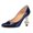 Navy, variant on FSJ Women Classic Round Closed Toe Pumps Slip On Pearl Beadded Chunky High Heel Patent Leather Office Party Dressy Shoes Size 8 Navy