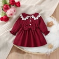 thumbnail image 2 of Elainilye Fashion Baby Girl Dress Doll Collar Long Sleeve Pleated Dress Corduroy Dress, Size 3-18 Months, 2 of 7