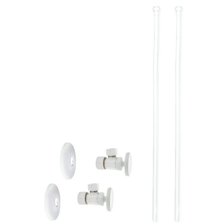 Westbrass 5/8" x 3/8" OD x 20" Bullnose Faucet Supply Kit with Round Handle Angle Valve, Powder Coat White