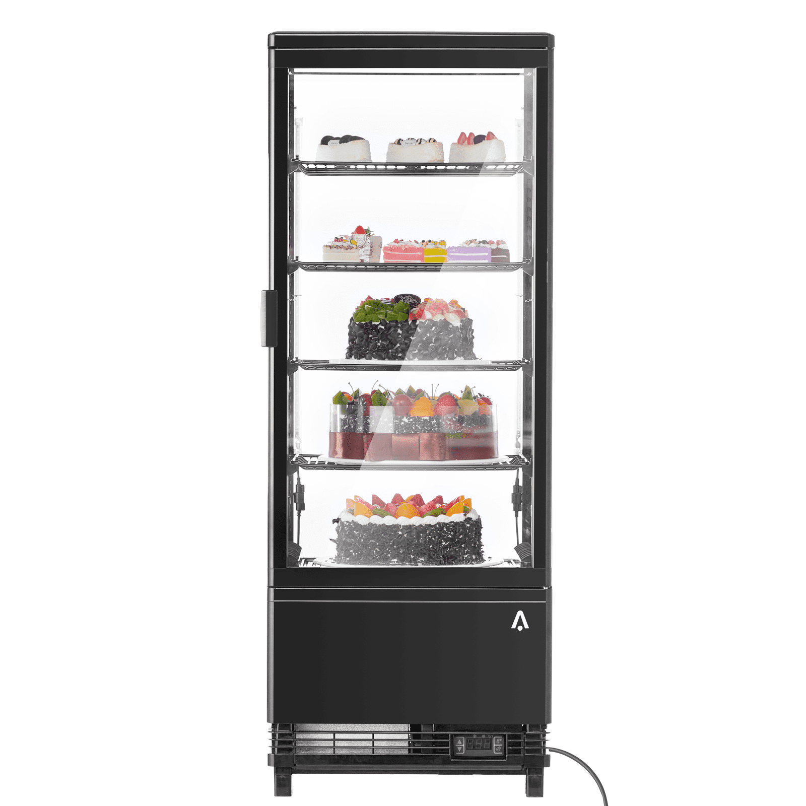 Commercial Cake Display Refrigerator, 3.5 Cu.FT Single-Door Merchandiser with Interior LED Lighting, Double-Layered Glass, Countertop/Floor Refrigerator, 110v