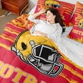 thumbnail image 4 of jejeloiu Football Sport City 7-Piece Bedding Comforter Set,Yellow Rugby Helmet King Bedding Sets For Boys Kids Reversible, 4 of 8