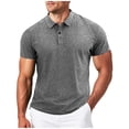 thumbnail image 1 of Mens Workout Shirts Stretch Fit Moisture Wicking Summer Gym Shirts Button Up Short Sleeve Muscle Running Athletic Tops, 1 of 5