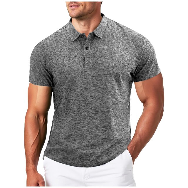 Mens Workout Shirts Stretch Fit Moisture Wicking Summer Gym Shirts Button Up Short Sleeve Muscle Running Athletic Tops