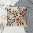 thumbnail image 2 of Floral Throw Pillow Cushion Cover, Cherry Blossom Sakura Branch Spring Fruit Tree Flowers Hand Drawn Style Illustration, Decorative Square Accent Pillow Case,, 2 of 5