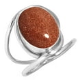 thumbnail image 1 of 925 Sterling Silver Ring For Women - Teens Brown Gold Sunstone Gemstone Silver Ring Size 6 Hand Made Silver Ring Size 6 Thanksgiving Gift For Sister 925 Silver Gemstone Jewelry, 1 of 4