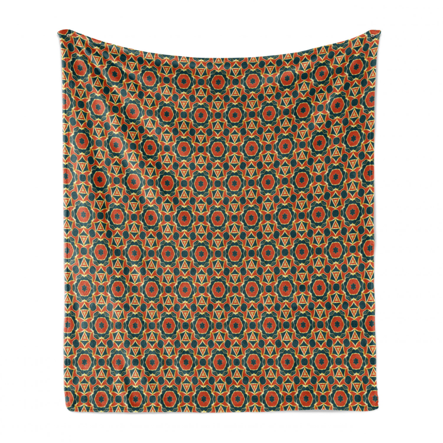 Ambesonne Brown and Blue Soft Flannel Fleece Throw Blanket Retro Daisy Pattern with Polka Dot Background Abstract Design Cozy Plush for Indoor and Outdoor Use Brown Pale Seafoam Umber 60 x 80 