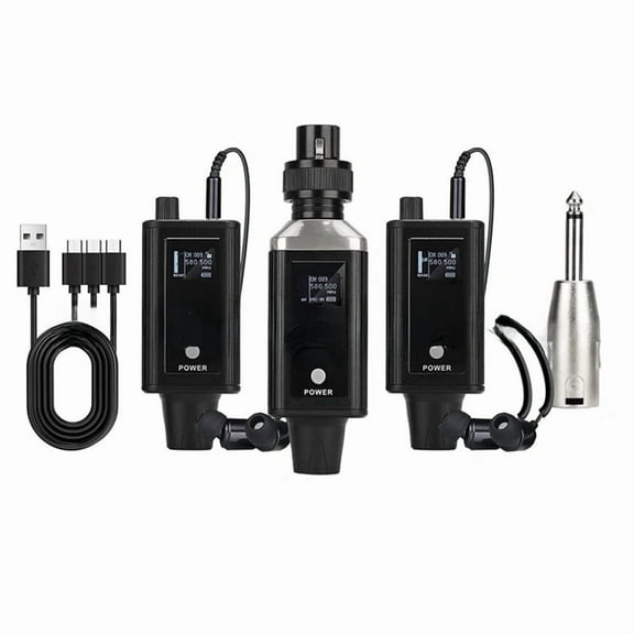 UHF Stereo Wireless Monitor System with 2 Receivers Portable Real-Time Earphones for Singer Band Rehearsal Performance