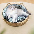 thumbnail image 5 of Cotton Rope Woven Cat Bed Basket, Small Dogs Sofa Bed with Double Sided Mat for All Seasons, 16"x16"x5.5" Washable Round Sleeping House Bed for Indoor Cat Puppies Rabbits Small Medium Pets, 5 of 6
